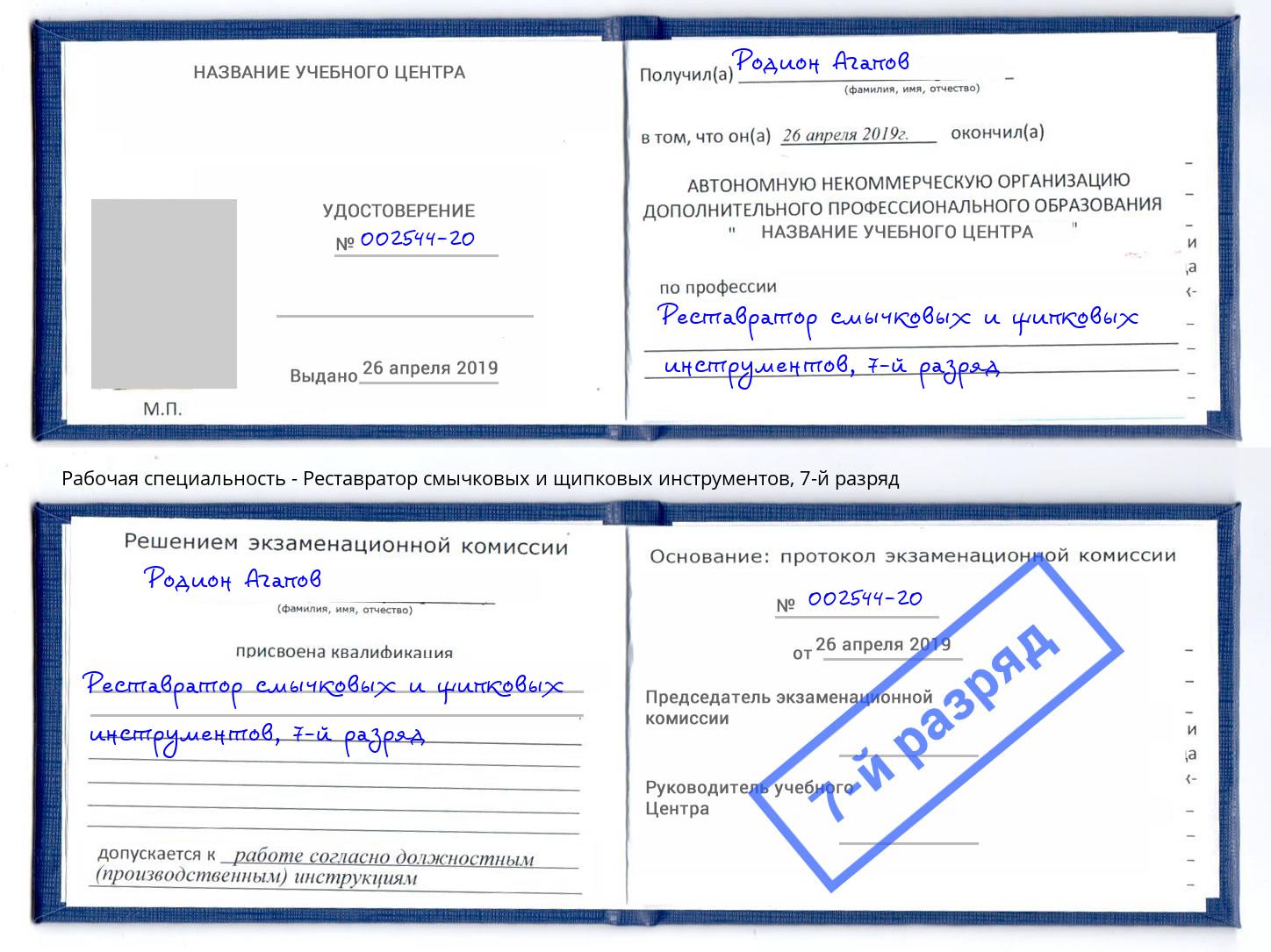 корочка 7-й разряд Реставратор смычковых и щипковых инструментов Миасс